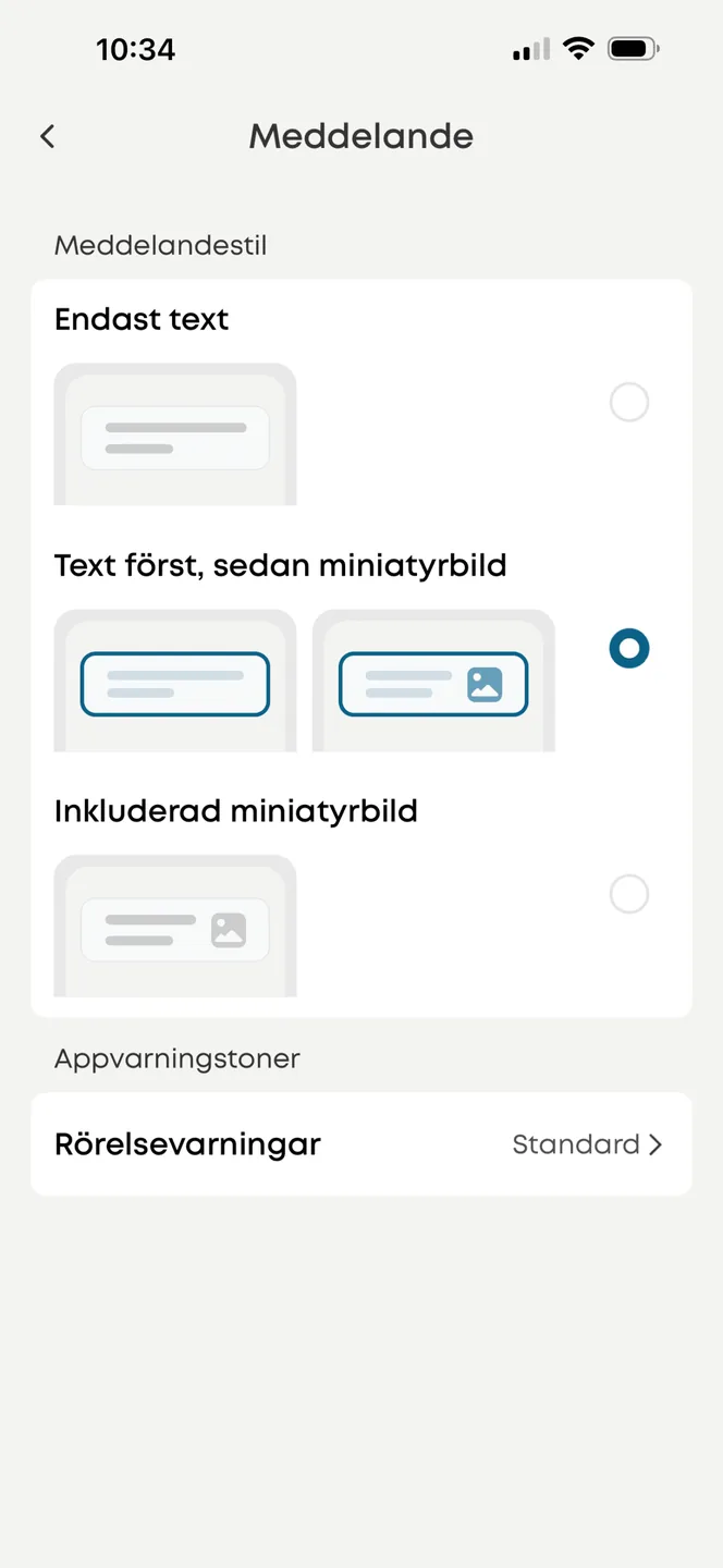 Eufy-appen: notisinställningar för EufyCam S4, endast text eller text med miniatyrbild